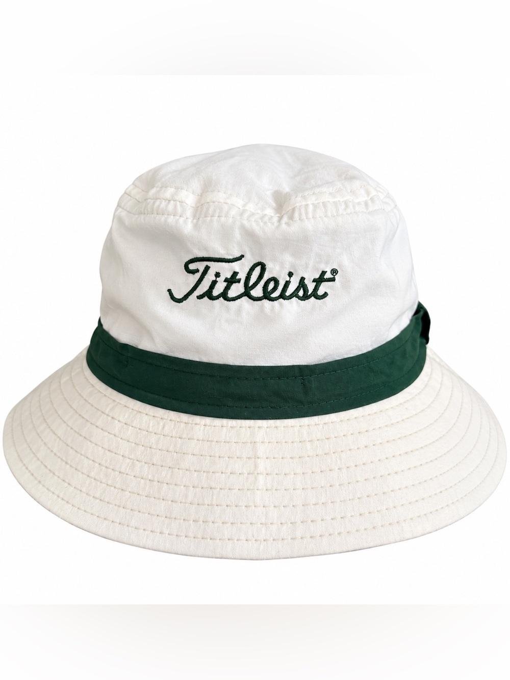 Vintage Titleist Golf Bucket Hat White Green Made USA 90s Large